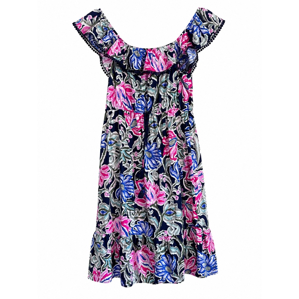 LOFT Petite On/Off Shoulder Floral Sundress Petite Medium Tassel Tie Boho